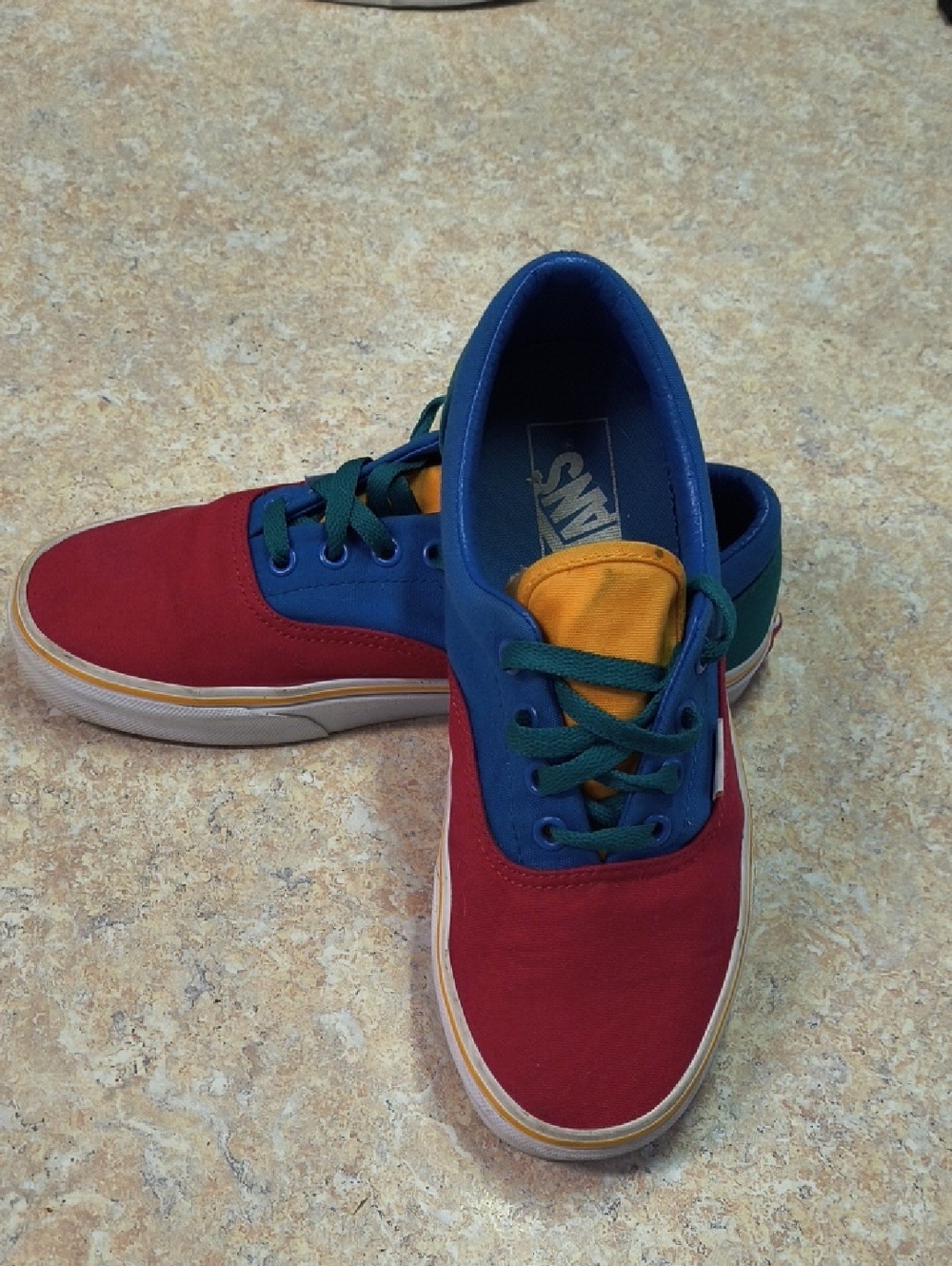 Vans Low-Top Canvas Sneakers - Red, Blue, Yellow, Green M6 W 7.5 GUC